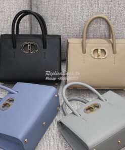 Replica Dior Medium St Honoré Tote Black Grained Calfskin M9321U