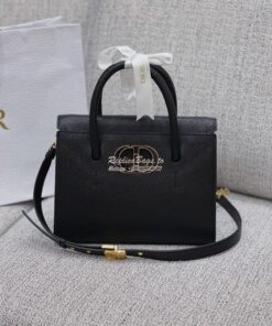 Replica Dior Medium St Honoré Tote Black Grained Calfskin M9321U 2