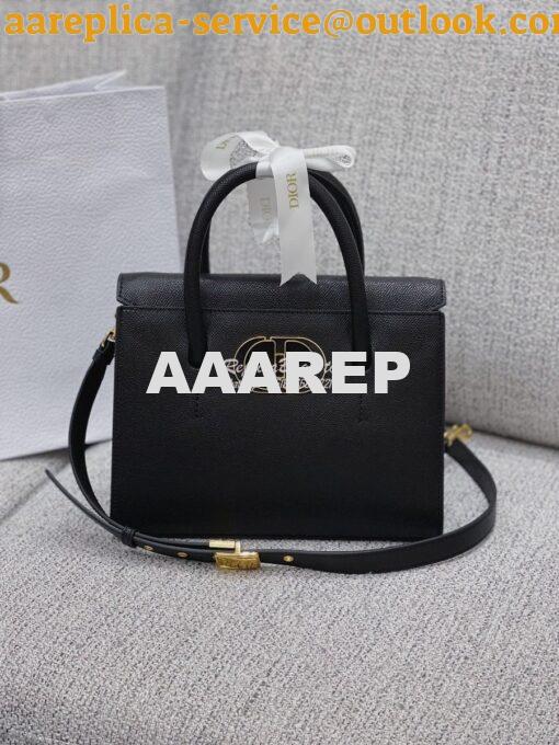 Replica Dior Medium St Honoré Tote Black Grained Calfskin M9321U 2