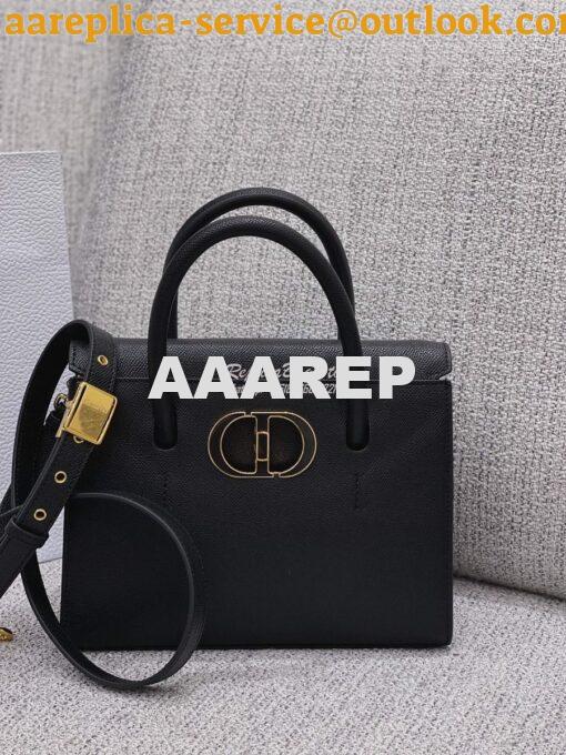 Replica Dior Medium St Honoré Tote Black Grained Calfskin M9321U 3