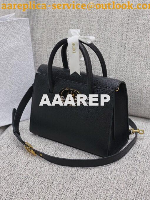 Replica Dior Medium St Honoré Tote Black Grained Calfskin M9321U 4