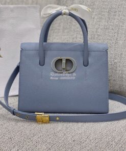 Replica Dior Medium St Honoré Tote Cloud Blue Grained Calfskin M9321U