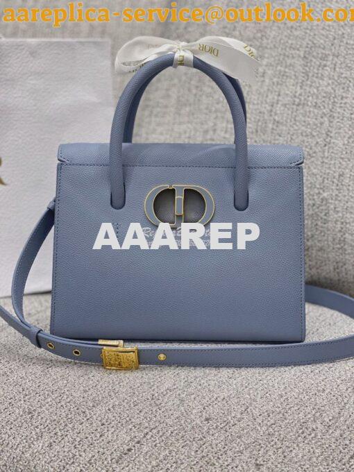 Replica Dior Medium St Honoré Tote Cloud Blue Grained Calfskin M9321U