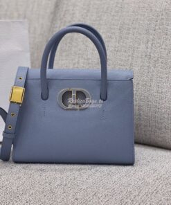 Replica Dior Medium St Honoré Tote Cloud Blue Grained Calfskin M9321U 2