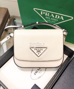 Replica Prada Saffiano Leather Shoulder Bag 1BD249 White