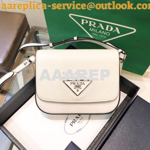 Replica Prada Saffiano Leather Shoulder Bag 1BD249 White