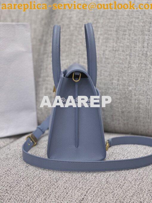 Replica Dior Medium St Honoré Tote Cloud Blue Grained Calfskin M9321U 4