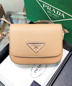 Replica Prada Saffiano Leather Shoulder Bag 1BD249 Nude 2