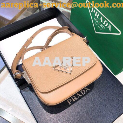 Replica Prada Saffiano Leather Shoulder Bag 1BD249 Nude 3