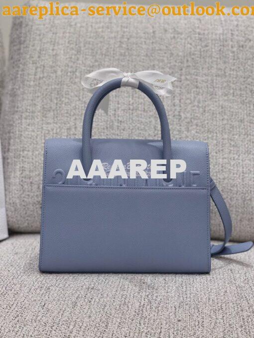 Replica Dior Medium St Honoré Tote Cloud Blue Grained Calfskin M9321U 11