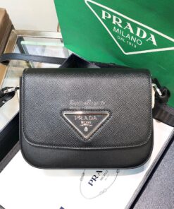 Replica Prada Saffiano Leather Shoulder Bag 1BD249 Black 2