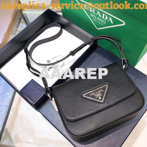 Replica Prada Saffiano Leather Shoulder Bag 1BD249 Black 5