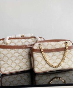 Replica Celine Patapans In Triomphe Canvas and Calfskin White 195452 2