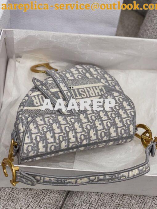 Replica Dior Gray Saddle Oblique Embroidered Canvas Bag M0446 2