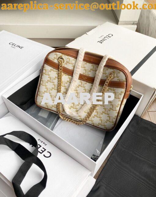 Replica Celine Patapans In Triomphe Canvas and Calfskin White 195452 9