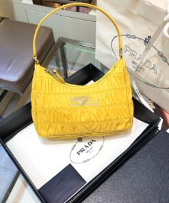 Replica Prada Nylon And Saffiano Leather Mini Bag 1NE204 Yellow 2