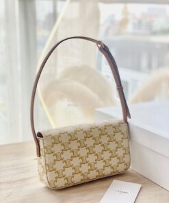 Replica Celine Triomphe Shoulder Bag In Triomphe Canvas And Calfskin 1 2