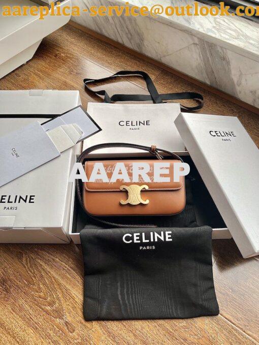 Replica Celine Triomphe Shoulder Bag In Shiny Calfskin 194143 Tan