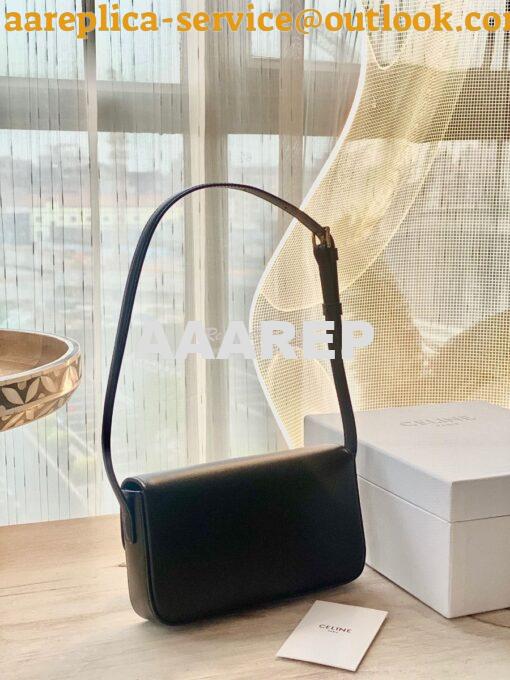 Replica Celine Triomphe Shoulder Bag In Shiny Calfskin 194143 Black 2