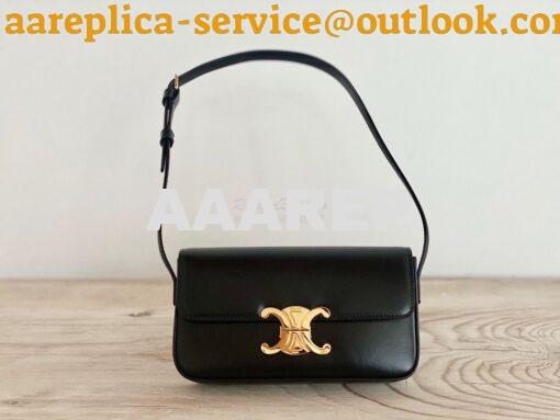 Replica Celine Triomphe Shoulder Bag In Shiny Calfskin 194143 Black 4