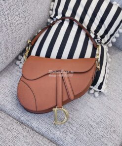 Replica Dior Saddle Bag in Grained Calfskin Brown