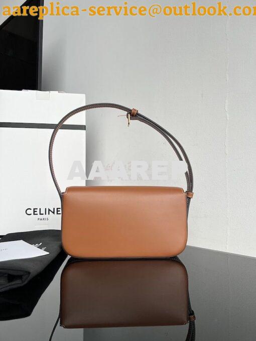 Replica Celine Triomphe Shoulder Bag In Shiny Calfskin 194143 Tan 13