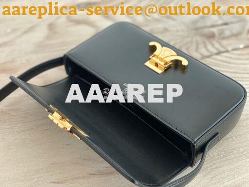 Replica Celine Triomphe Shoulder Bag In Shiny Calfskin 194143 Black 9