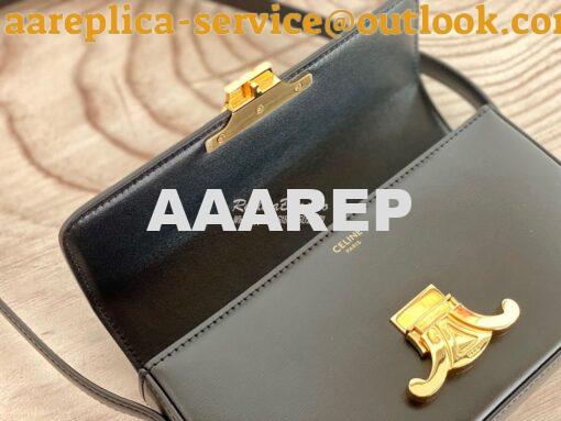 Replica Celine Triomphe Shoulder Bag In Shiny Calfskin 194143 Black 10