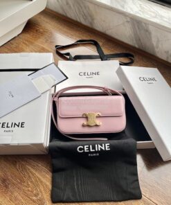 Replica Celine Triomphe Shoulder Bag In Shiny Calfskin 194143 Rose Qua