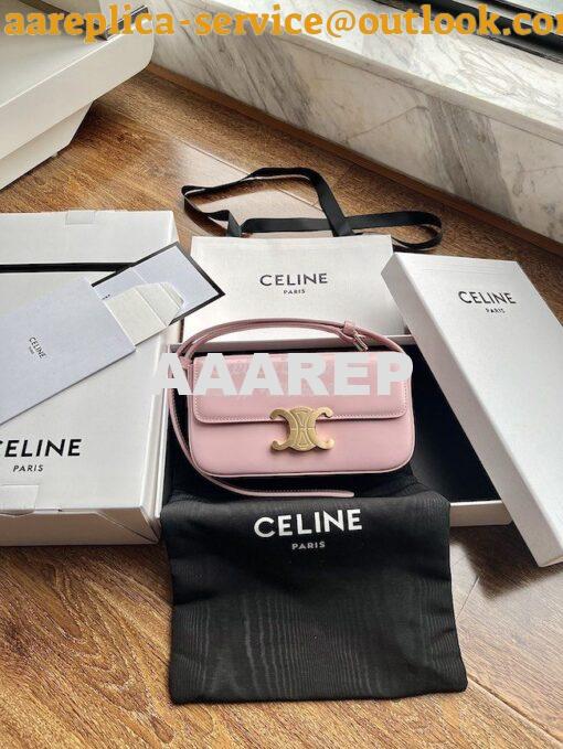 Replica Celine Triomphe Shoulder Bag In Shiny Calfskin 194143 Rose Qua