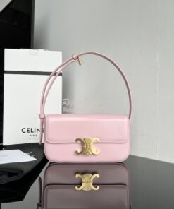 Replica Celine Triomphe Shoulder Bag In Shiny Calfskin 194143 Rose Qua 2