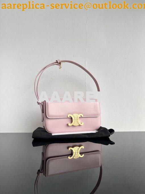 Replica Celine Triomphe Shoulder Bag In Shiny Calfskin 194143 Rose Qua 3