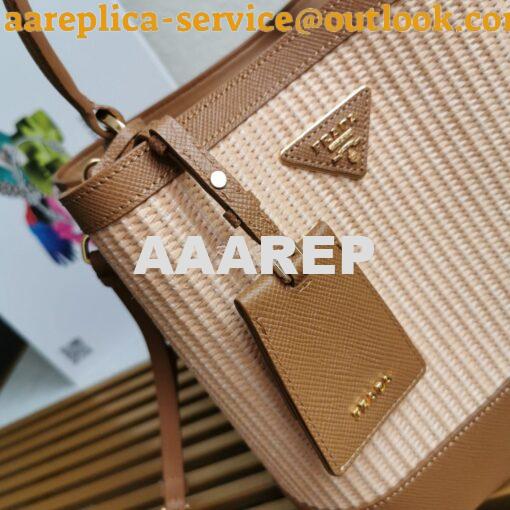 Replica Prada Panier Medium Straw Bag 1ba212 Cognac 5