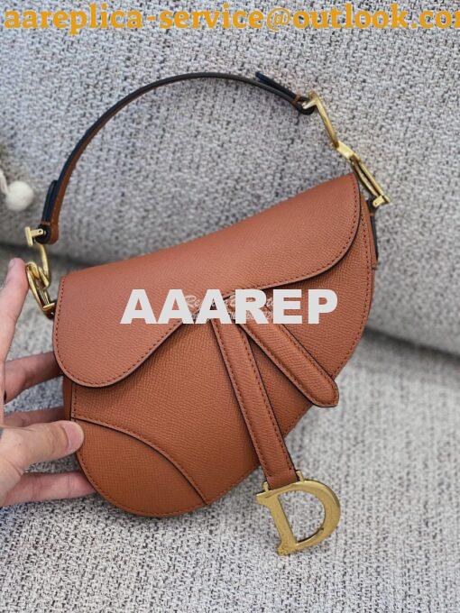 Replica Dior Saddle Bag in Grained Calfskin Brown 10