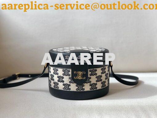 Replica Celine Medium Tambour Bag in Textile With Triomphe Embroidery 2