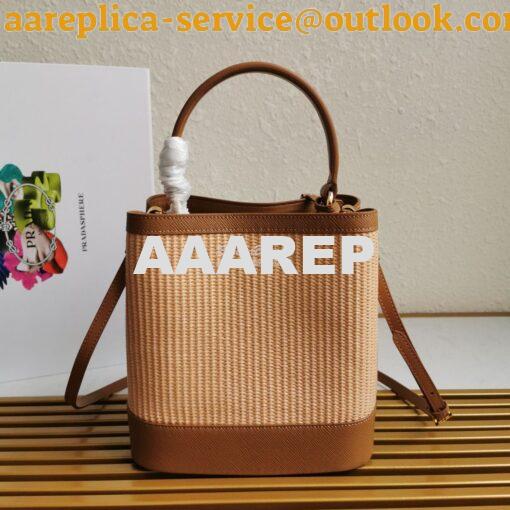 Replica Prada Panier Medium Straw Bag 1ba212 Cognac 8