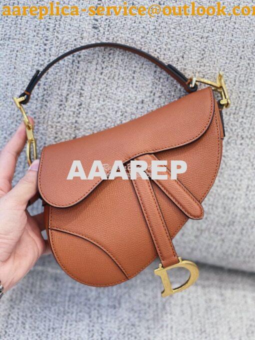 Replica Dior Saddle Bag in Grained Calfskin Brown 11