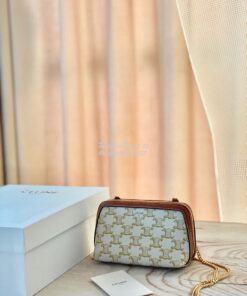 Replica Celine Clutch With Chain In Triomphe Canvas And Lambskin 10E38