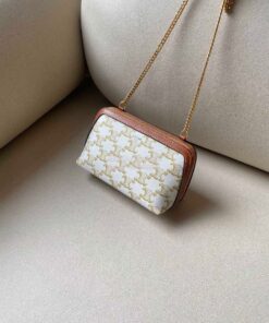 Replica Celine Clutch With Chain In Triomphe Canvas And Lambskin 10E38 2