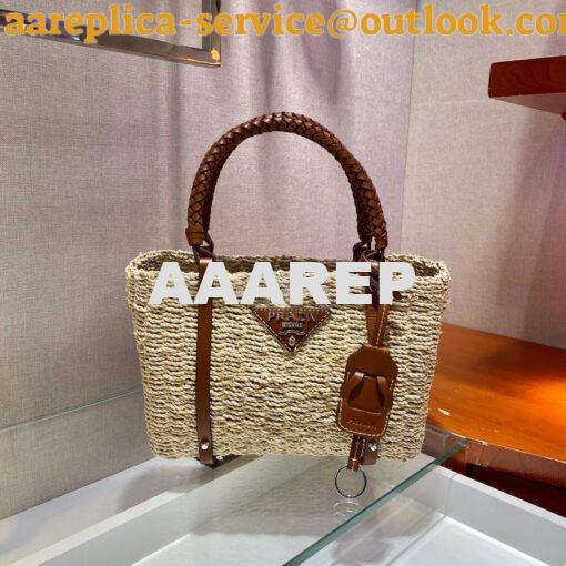 Replica Prada Corn Husk and Leather Tote 1BG336 2