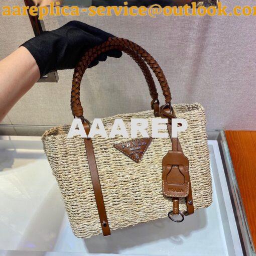 Replica Prada Corn Husk and Leather Tote 1BG336 3