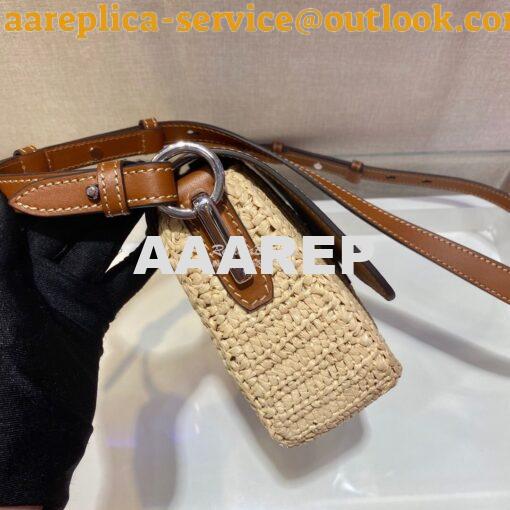 Replica Prada Raffia and Leather Shoulder Bag 1BD243 5