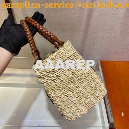 Replica Prada Corn Husk and Leather Tote 1BG336 7