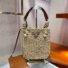 Replica Prada Raffia and Leather Shoulder Bag 1BD243 11