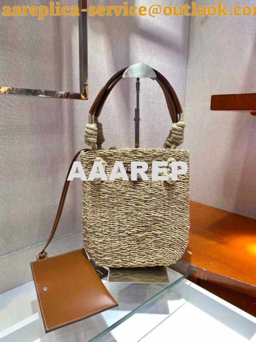 Replica Prada Corn Husk and Leather Tote 1BG327