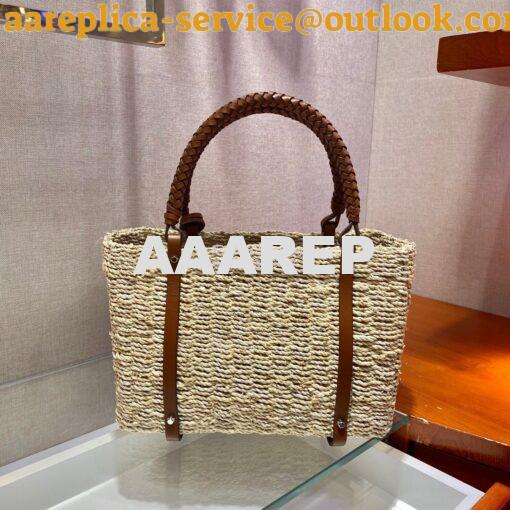 Replica Prada Corn Husk and Leather Tote 1BG336 8