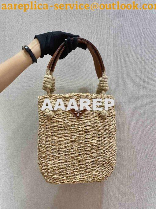 Replica Prada Corn Husk and Leather Tote 1BG327 2