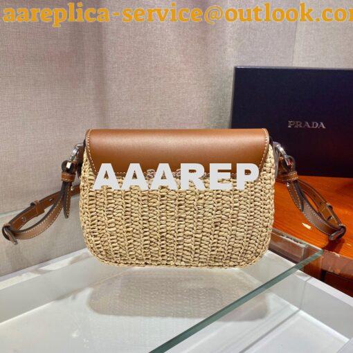 Replica Prada Raffia and Leather Shoulder Bag 1BD243 10