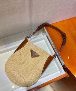 Replica Prada Raffia and Leather Bag 1BC126 2