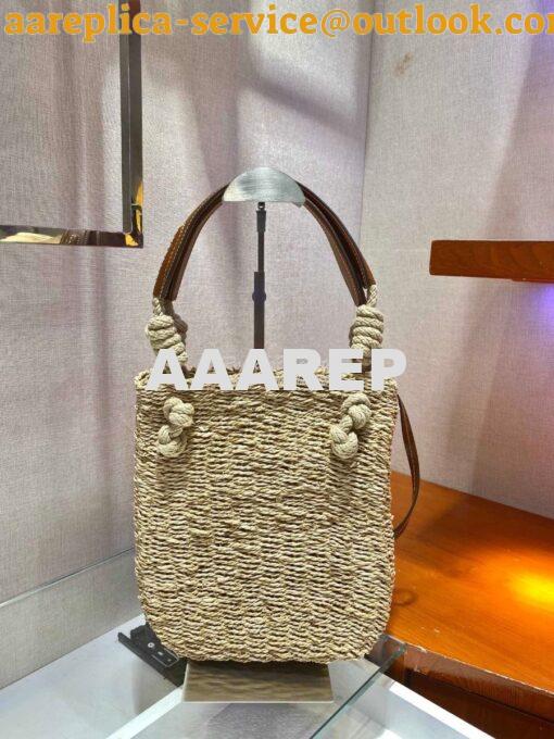 Replica Prada Corn Husk and Leather Tote 1BG327 8